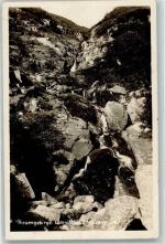 Melzergrundbaude Foto AK Lomnitzfall Melzergrund Hüttenstempel