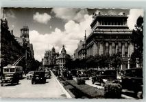 Madrid 1954 Foto AK Omnibus Auto Oldtimer Calle de Alcalá