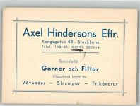 Stockholm Nota Handlung Axel Hindersons Eftr.