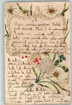 mit Echstoffaplikation Jugendstil Edelweiß 1908 Prägedruck