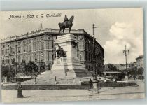 20100 Milano 1919 Foto AK Denkmal Garibaldi Straßenbahn