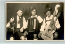 Musiker Tracht Geige Doppelhalsgitarre Ziehharmonika Privatfoto AK