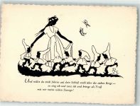 sign. Einicke-Zschoche Schneewittchen und die sieben Zwerge Scherenschnitt Künstlerkarte