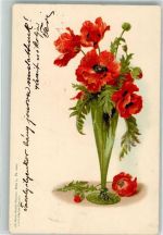 Mohnblume Lith.Artist.Anstalt Nr.20007 Blumenvase Lithographie