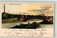 W8000 München Prinzregenten-Brücke Münchner Kindl 1901 Lithographie