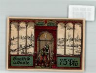 07318 O6800 Saalfeld , Saale 1921 Notgeldschein 75 Pfennig Die Stadt um 1650