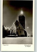 94469 W8360 Deggendorf Foto AK Weihnachtsbaum am Rathaus Winter