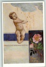 W8000 München Heckenrosentag Kind Geld sign. Kaulbach, H. Blumentag 1912 Künstlerkarte