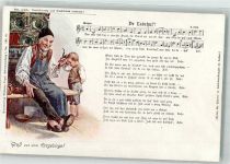 Verlag Wilh. Vogel Nr. 6 Großvater m. Pfeife Kind Erzgebirge Liederkarte
