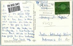 64732 W6123 Bad König Gebrauchsspuren Schäfer mit Schafherde Schäferhund