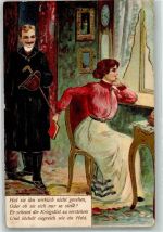 Frau Buch lesen 1900 Prägedruck