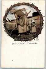 sign. Klein Rich. Deutscher Sommer Bayerische Kriegsinvaliden-Fürsorge Verlag Georg D.W. Callwey Spende 1916 Künstlerkarte