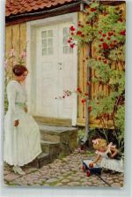 Mutter mit Kind Spielzeug sign. Fischer Paul ASCO Nr.3136 Dänische Kunst Künstlerkarte