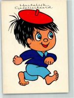 Kleinkind mit Mütze Hartelijk Gefeliciteerd Comic 1978 Künstlerkarte