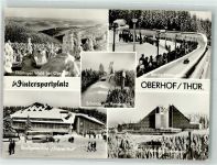 O6055 Oberhof , Thüringen Großgaststätte Omnibus Schanze Rennschlittenbahn Wintersport Foto AK