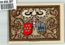 07955 O6572 Auma 1921 Notgeldschein 50 Pfennig Bauer und Schmied Liebfrauenkirche im Winter