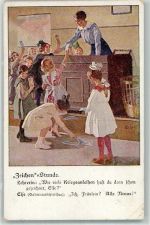 Kriegsanleihen Zeichen-Stunde Kinder Künstlerkarte Wennerberg, B. Gebrauchsspuren