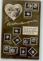 Briefmarkenabbildungen Nelken Spruch Amag Nr.9164-3 Briefmarkensprache Foto AK