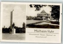 45468 W4330 Mülheim an der Ruhr 1943 Foto AK Pionier Denkmal Wasser- Bahnhof