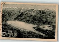 78315 W7760 Radolfzell am Bodensee 1928 - Vogelschau Bodensee Wappen