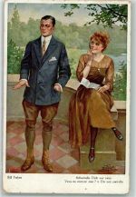 Frau Paar Spruch NPG Nr.399 Künstlerkarten Fisher, B. Gebrauchsspuren