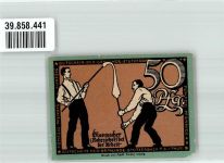 98714 O6316 Stützerbach 1921 Notgeldschein 50 Pfennig Gutschein Glasmacher Rohrzieher bei der Arbeit