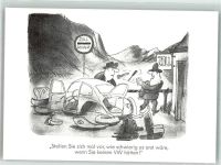 Comic Aus der Serie Spaß am VW Käfer Zoll Grenze VW Künstlerkarte