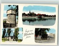 65439 W6093 Flörsheim am Main - Heimatturm Mainufer mit St. Gallus Kirche Kriegergedächtnis-Kapelle Altersheim