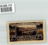 06507 O4302 Bad Suderode 1921 Notgeldschein 25 Pfennig Gutschein Solbad D 19897