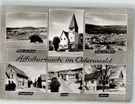 69483 W6948 Affolterbach , Odenw Foto AK Kirche Gasthaus Krone Hauptstrasse Schule