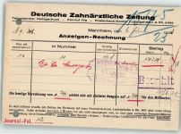 W6800 Mannheim Deutsche Zahnärztliche Zeitung / Anzeigen Rechnung Zahnarzt 1923