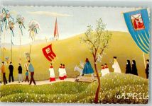 April Eine christliche Prozession mit dem Heiland auf einem Esel Monat Künstlerkarte