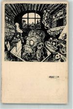 sign. Welti Albert Der Teufel muß Nr.194 Kunstwart Postkarte Künstlerkarte