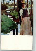 Nr. 72 sign. Keller-Reutlingen : Die Amper Frauenbildnis Verlag Jugend Künstlerkarte