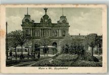 55116 W6500 Mainz a Rhein 1916 Foto AK Hauptbahnhof Straßenbahn Feldpost WK I