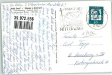 82496 W8106 Oberau , Loisach 1965 Foto AK Hotel zur Post