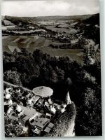 74595 W7183 Langenburg , Württ Foto AK Terrasse des Schlosscafe mit Bächlinger Tal