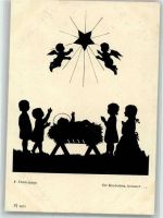 sign. Thielemann Ihr Kinderlein kommet Weihnachten Engel Verlag Ackermann Reihe 668 Scherenschnitt 1936 Künstlerkarte