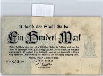 Notgeld 100 Mark , Gotha Geld auf AK
