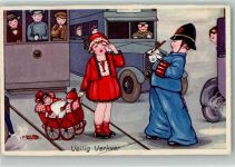 Sicherer Verkehr Polizei Straßenbahn Omnibus Nr. 0431 Amag Künstlerkarte