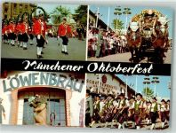 W8000 München Schäfflertanz Löwenbräu und Schottenhamel-Festzelt Tracht Hans Andres Verlag Oktoberfest Foto AK