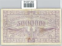 Notgeld 5 Millionen Mark , Karlsruhe Geld auf AK