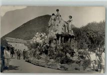 Geschmückter Wagen eines Festumzuges in Südeuropa Karneval Privatfoto AK