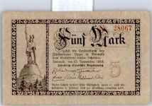 Notgeld 5 Mark , Detmold Geld auf AK
