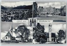 82362 W8120 Weilheim i. OB Gebrauchsspuren Marktplatz, Kirche, Wappen