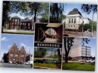 24768 W2370 Rendsburg - Fotoabzug, Kreishaus, Stadttheater, Rathaus, Weiße Brücke, Conventgarten