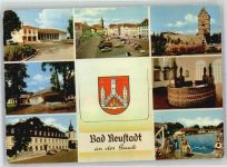 97616 W8740 Bad Neustadt a d Saale - Leporello, Teilansichten, Wappen