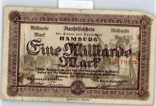 Notgeld 1 Milliarde Mark , Hamburg Geld auf AK
