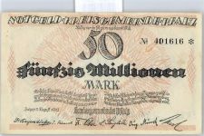 Notgeld 50 Millionen Mark , Speyer Geld auf AK