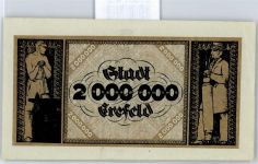 Notgeld 2 Millionen Mark , Krefeld Geld auf AK